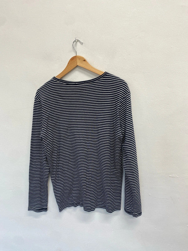 Gorgeous selected homme navy striped long sleeve top UK L GM143