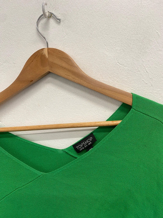 Gorgeous topshop green v neck crop jumper UK 8 GM143