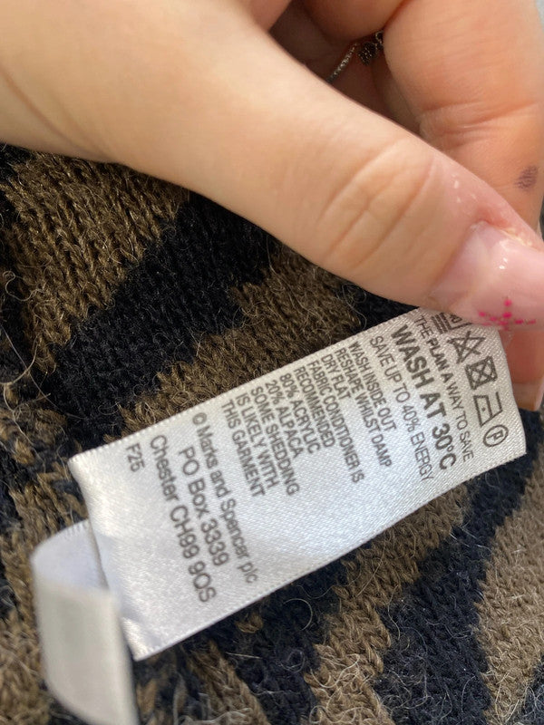 Gorgeous Marks & Spencer brown black zebra knit cardigan UK 14 AT002