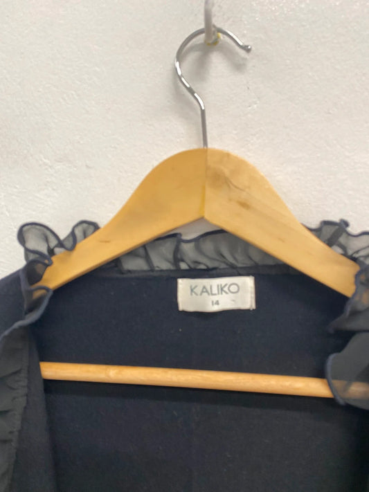 Gorgeous kaliko black frill hem bolero cardigan UK 14 AT002