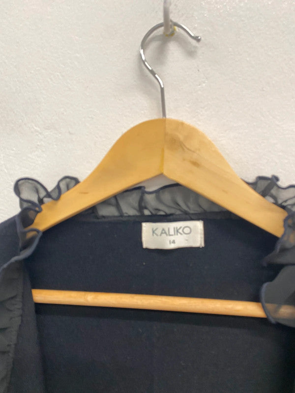 Gorgeous kaliko black frill hem bolero cardigan UK 14 AT002