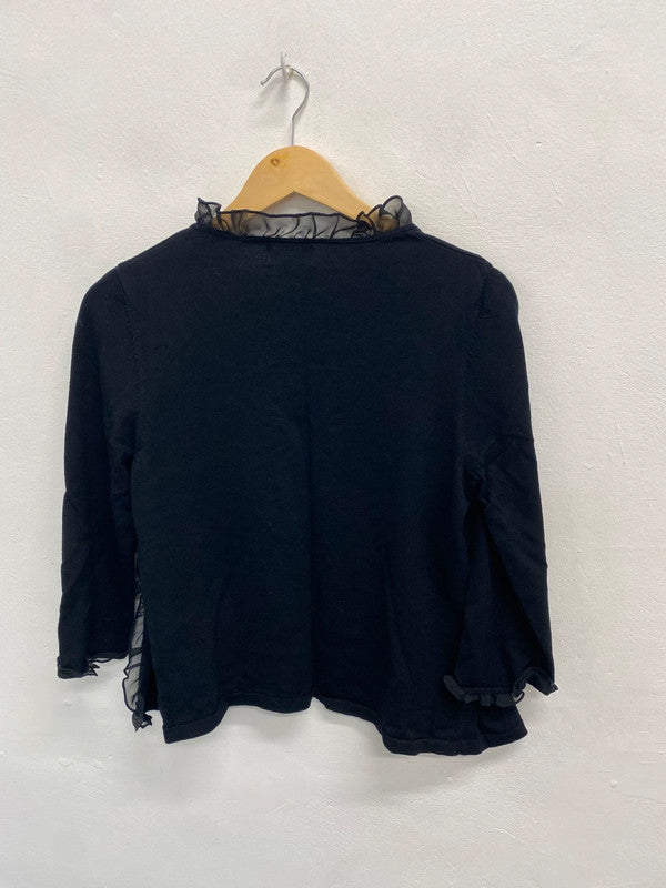 Gorgeous kaliko black frill hem bolero cardigan UK 14 AT002