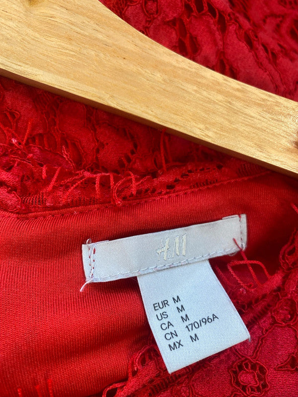 Fabulous H&M UkM Red lace overlay dress UkM Sexy AT002