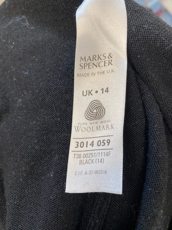 Fabulous m&s black high neck knit wool jumper UK 14 AT002