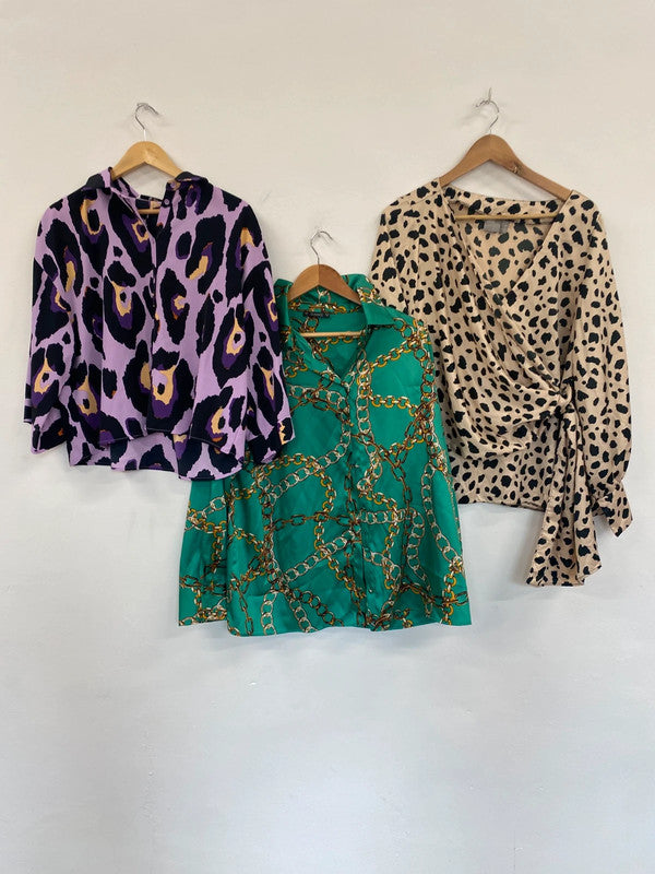 Fabulous trio of Fun & Chic patterned blouses Asos & F&F Uk14 #13 LF001