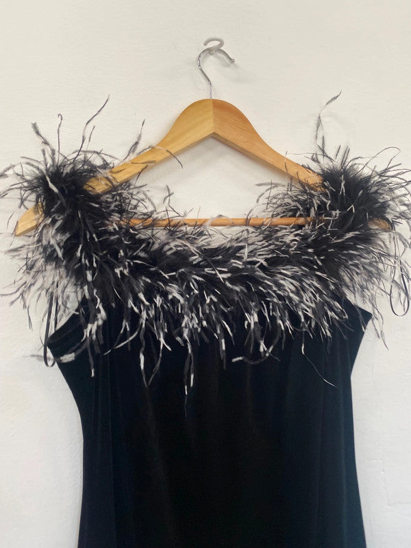 Fab Gina Bacconi Velvet Evening Maxi Dress Uk14 Black elegant silhouette JF463