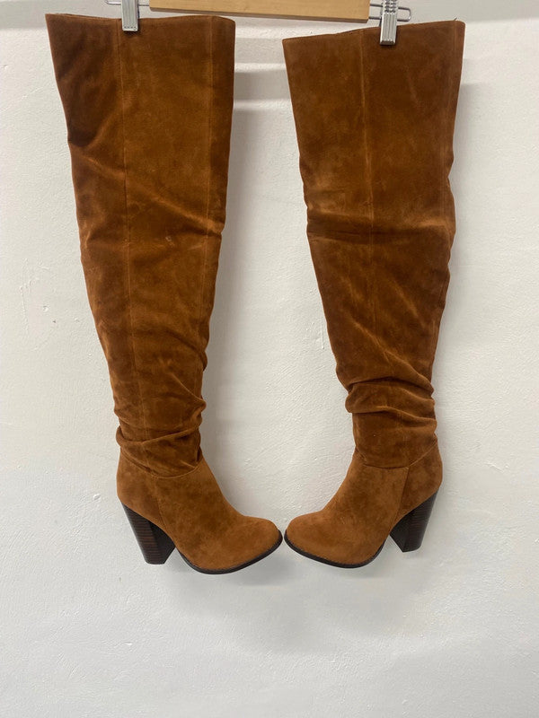 Fabulous Miss KG Venice over knee Boots UK4 Tan Boho chic TG465