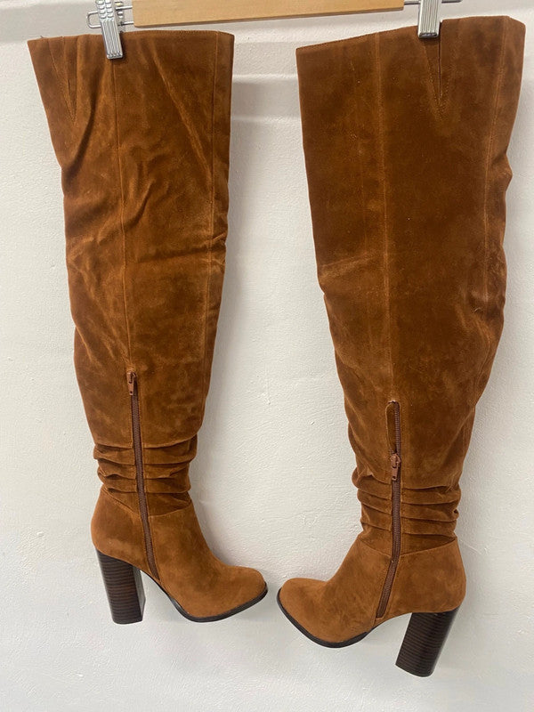Fabulous Miss KG Venice over knee Boots UK4 Tan Boho chic TG465