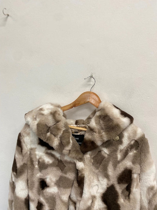 Fabulous Dennis Basso Faux fur jacket UK M chocolate ice AP464