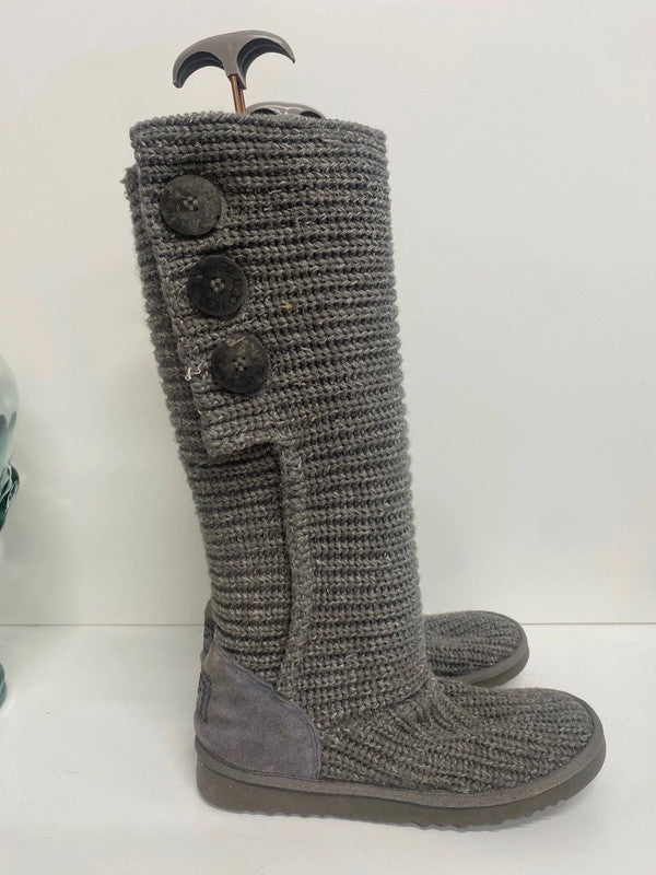 Fabulous UGG Candy Boots UK4.5 Grey knee high fold down TG465