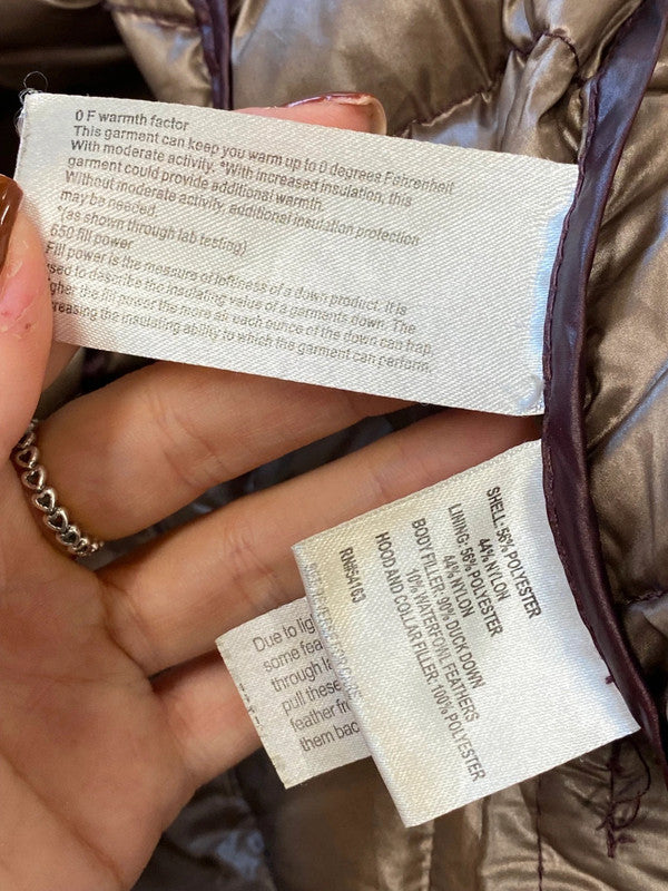 Fabulous Andrew marc Puffer Jacket UK L Burgundy duck down AS466