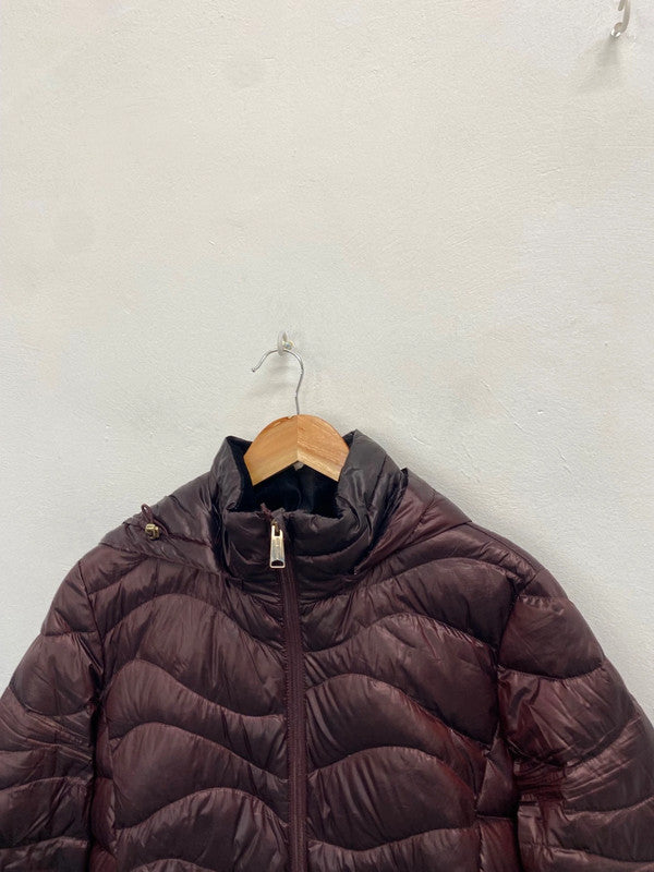 Fabulous Andrew marc Puffer Jacket UK L Burgundy duck down AS466