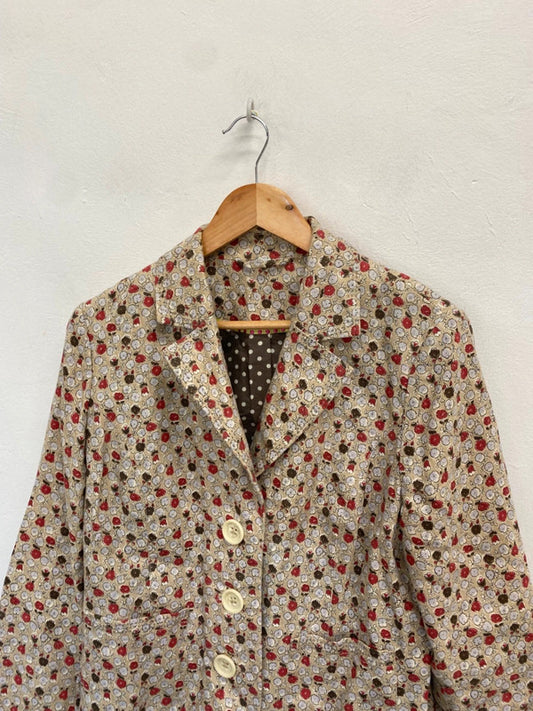Fabulous Boden Blazer UK 14 Beige floral linen cottage core AS466
