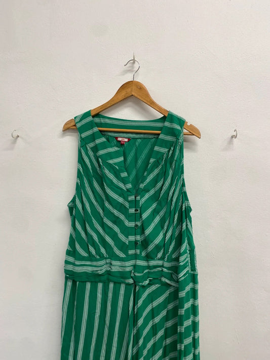 Fabulous Joe browns green striped maxi dress summer UK 22 CC001