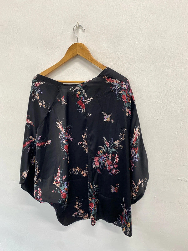 Gorgeous next black floral kimono cruise UK L CC001
