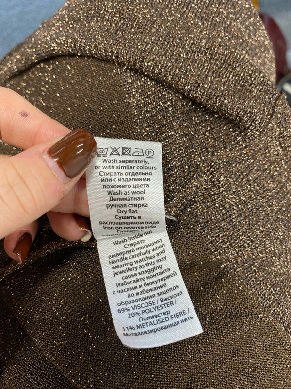 Fabulous monsoon metallic brown sparkle UK L SM467