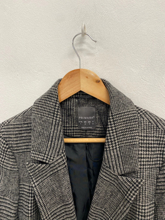 Gorgeous Primark grey checked longline dress jacket UK 14 SM467