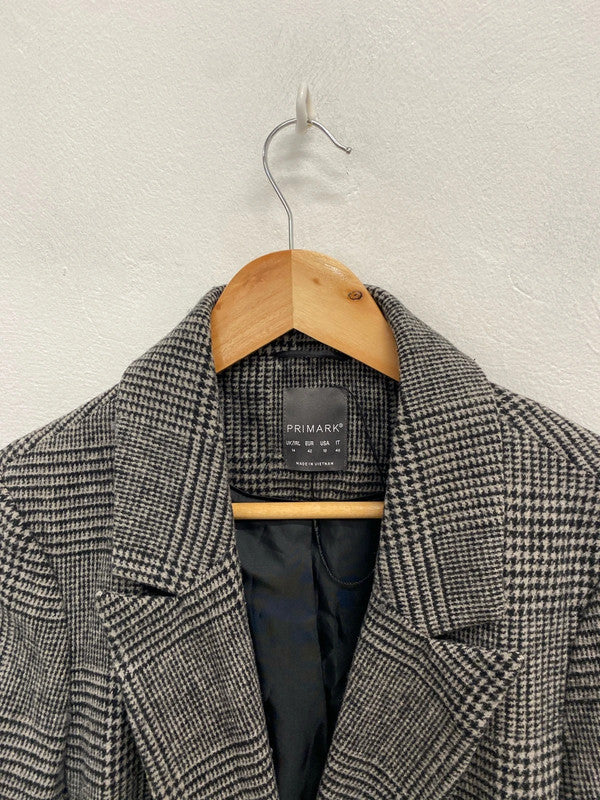 Gorgeous Primark grey checked longline dress jacket UK 14 SM467