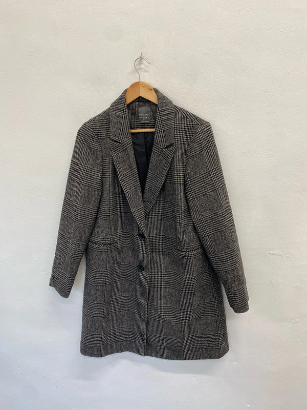 Gorgeous Primark grey checked longline dress jacket UK 14 SM467