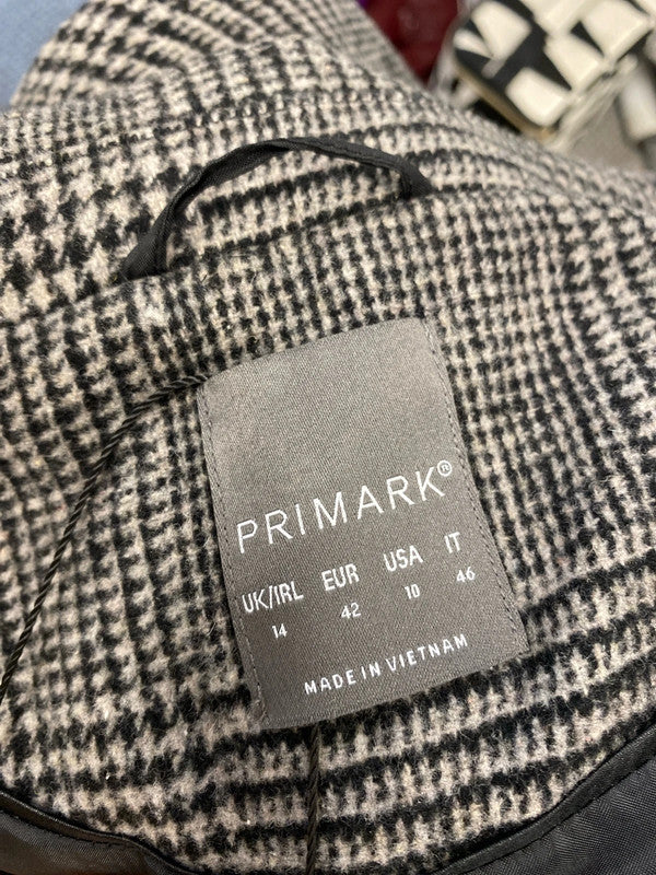 Gorgeous Primark grey checked longline dress jacket UK 14 SM467