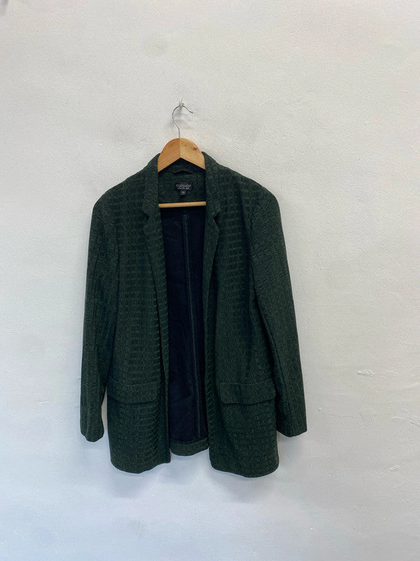 Gorgeous topshop Forrest green long line blazer UK 12 SM467