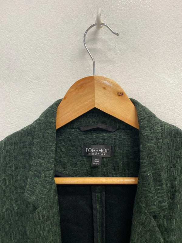 Gorgeous topshop Forrest green long line blazer UK 12 SM467