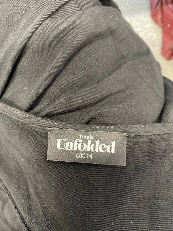 Gorgeous unfolded black button casual jumpsuit UK 14 SM467