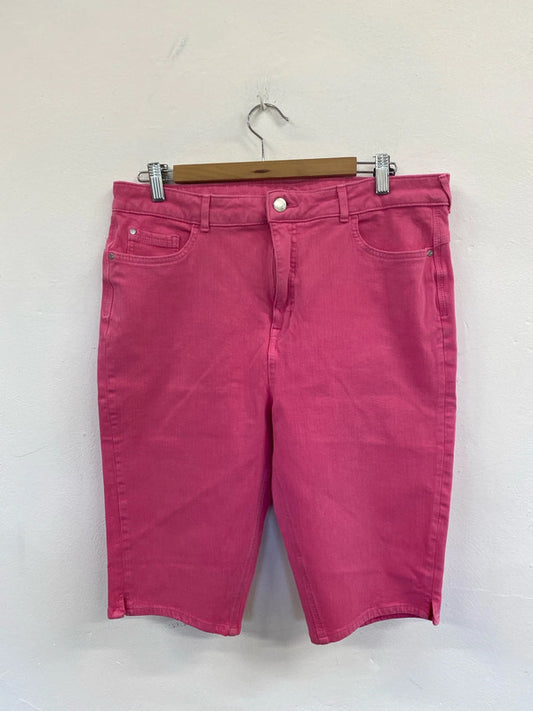 Fabulous M&S Pink Magic high waisted pink shorts denim Uk18 EP468