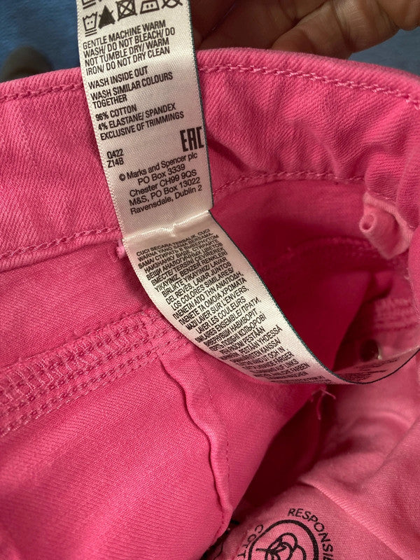 Fabulous M&S Pink Magic high waisted pink shorts denim Uk18 EP468