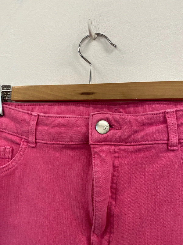 Fabulous M&S Pink Magic high waisted pink shorts denim Uk18 EP468