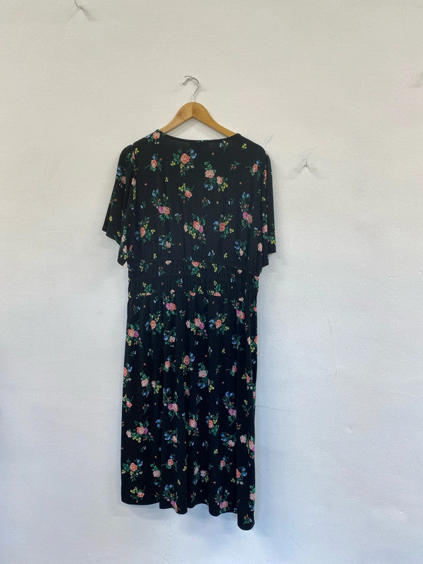 Fabulous &et flora midi dress Uk18 black oriental vibes EP468