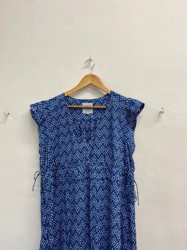 Fabulous John Lewis Dress UK 14 Blue geometric smock EP468