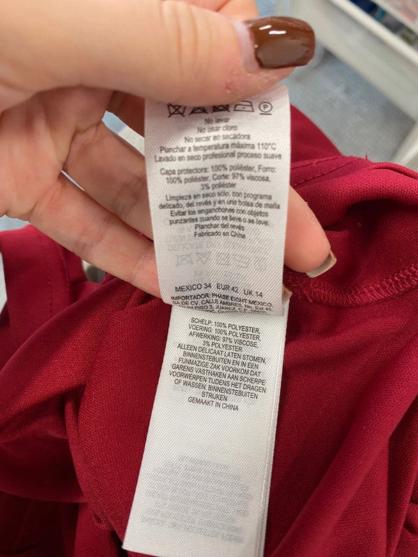 Fabulous Phase Eight fringe Kacy Midi Dress UK 14 Burgundy EP468