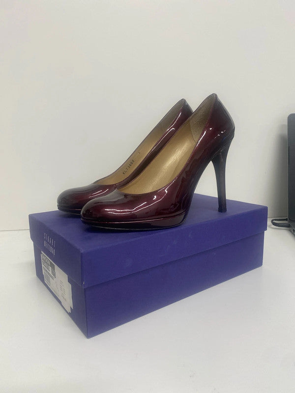 Fabulous Stuart Weitzman Patent leather Maroon Swoon heels Uk7 RG99 HS001