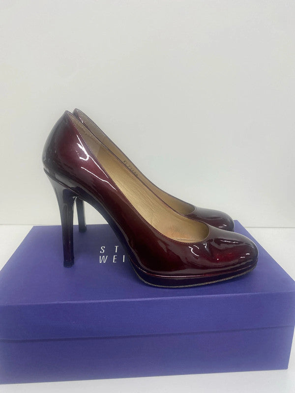 Fabulous Stuart Weitzman Patent leather Maroon Swoon heels Uk7 RG99 HS001