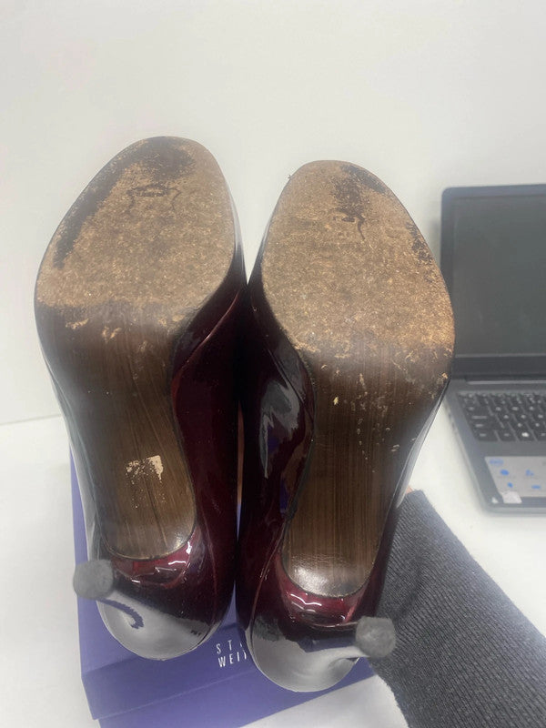 Fabulous Stuart Weitzman Patent leather Maroon Swoon heels Uk7 RG99 HS001