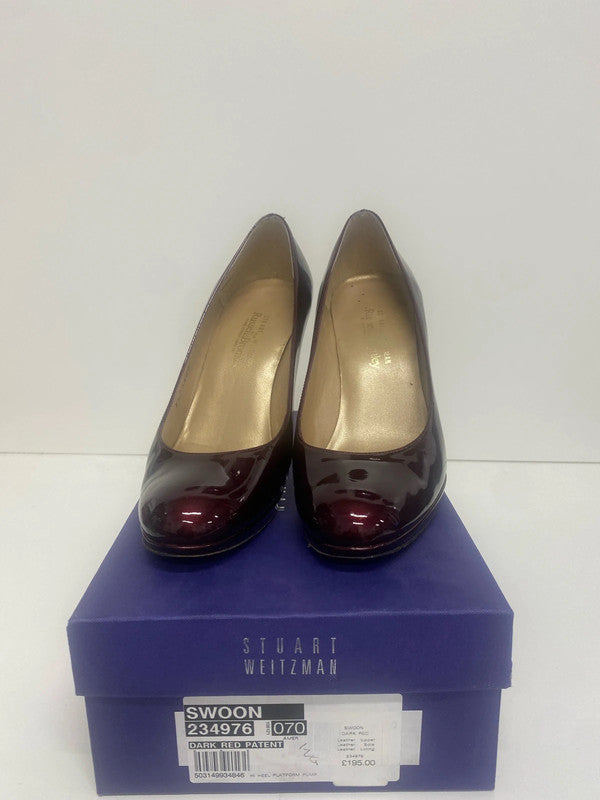 Fabulous Stuart Weitzman Patent leather Maroon Swoon heels Uk7 RG99 HS001