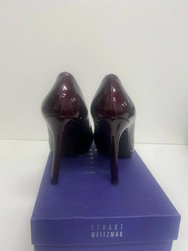 Fabulous Stuart Weitzman Patent leather Maroon Swoon heels Uk7 RG99 HS001