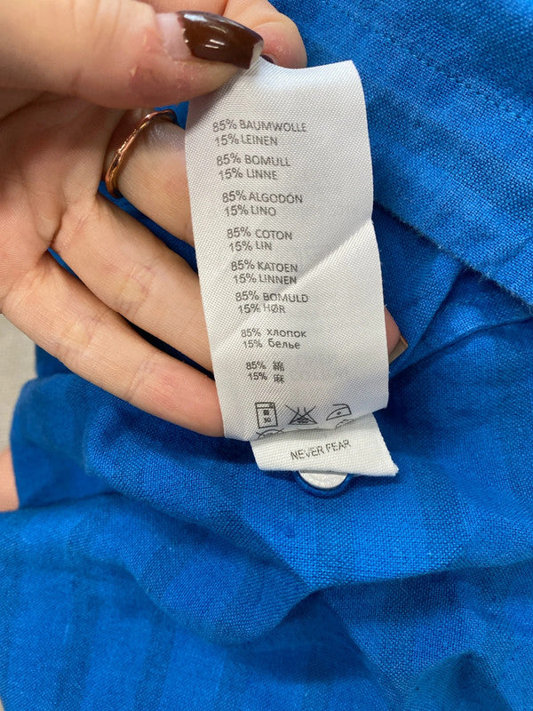 Fabulous sea salt Cornwall blue linen cotton UK 18 JC470