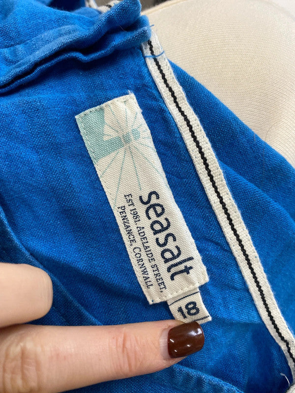 Fabulous sea salt Cornwall blue linen cotton UK 18 JC470