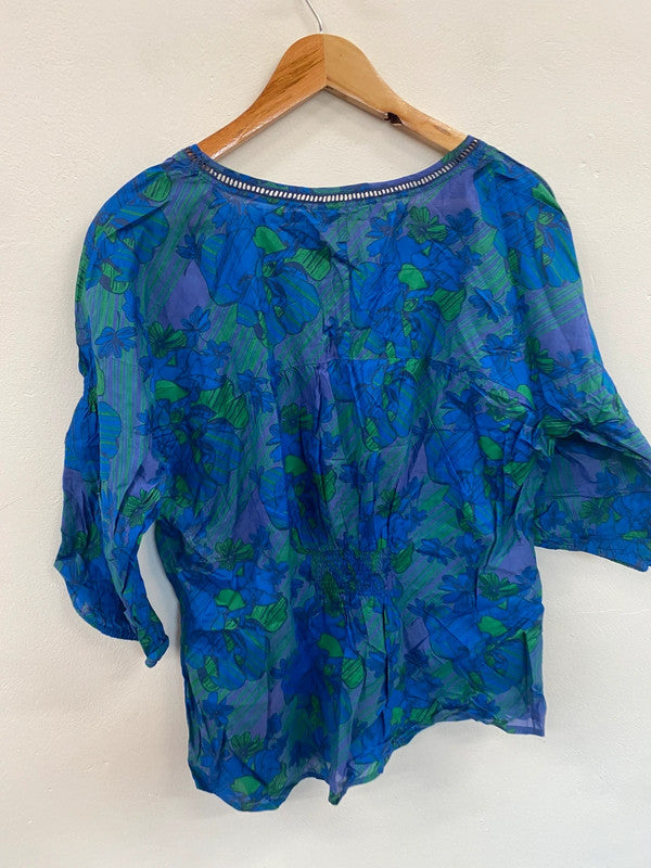 Fabulous Fat Face cotton blend Blu Victoria floral skirt Uk16 JC470