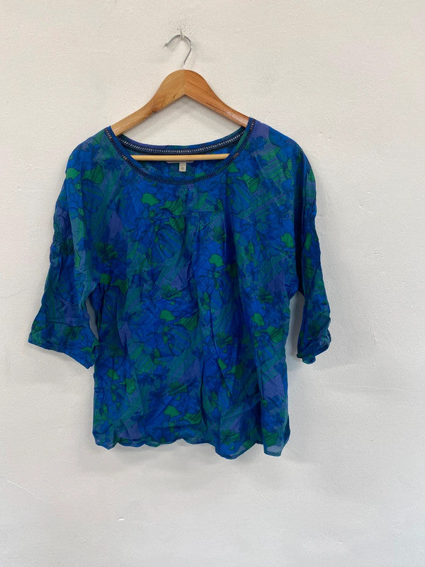 Fabulous Fat Face cotton blend Blu Victoria floral skirt Uk16 JC470