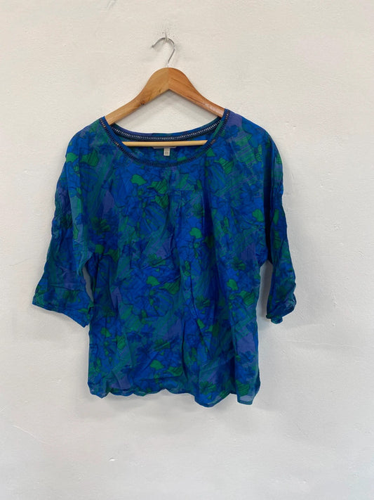 Fabulous Fat Face cotton blend Blu Victoria floral skirt Uk16 JC470