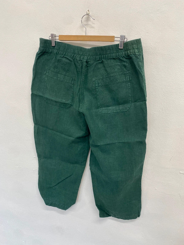 Gorgeous sea salt Cornwall linen green cropped trousers UK 16 JC470