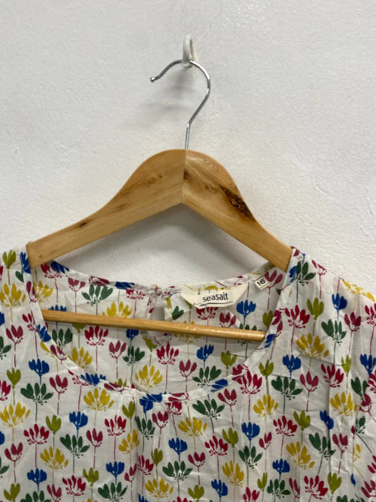 Gorgeous sea salt Cornwall multicolor floral top UK 16 JC470