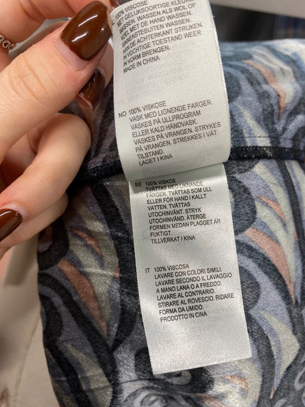 Gorgeous white stuff navy pattern midi dress cottage UK 16 JC470