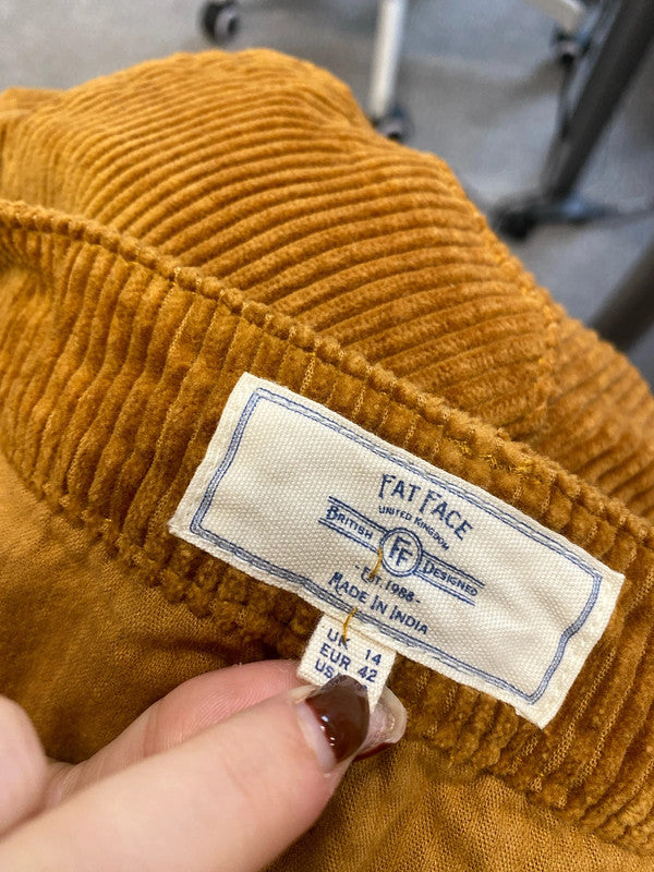 Gorgeous Fatface mustard cord wide leg crop trousers UK 14 JC470