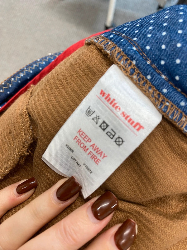 Fabulous white stuff brown cord wide leg crop trousers UK 16 JC470