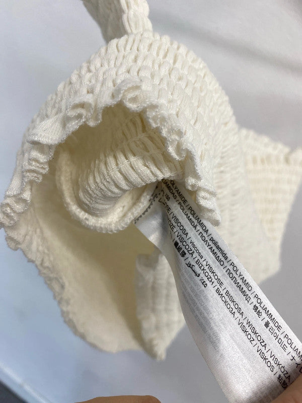 Fabulous mango cream shirred strapless bandeau top UK M MB472