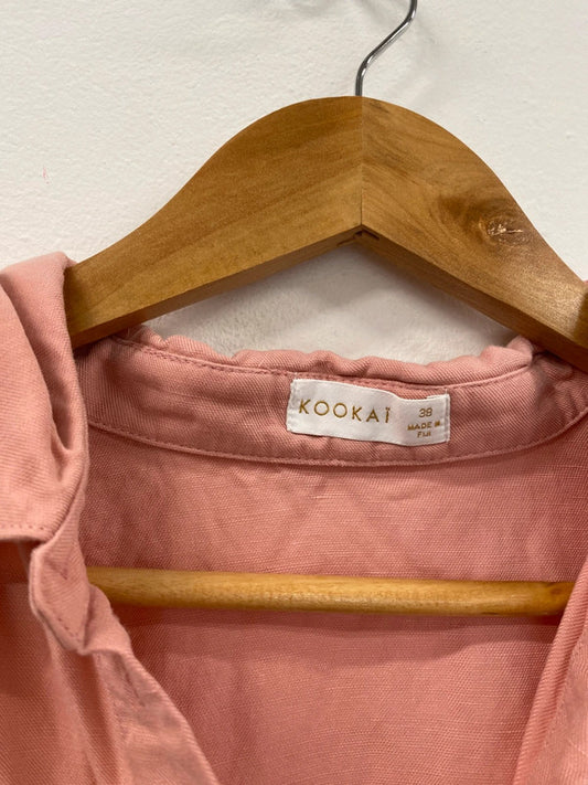 Fabulous Salmon Pink mini dress linen classic yatching Uk10 MB472